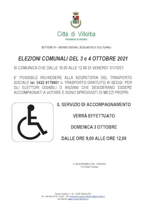 SERVIZIO DI TRASPORTO AI SEGGI PER ELETTORI DISABILI - ANZIANI